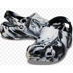 Crocs Toddler Baya Marbled Clog Black White Size 8C Slip-On GUC
